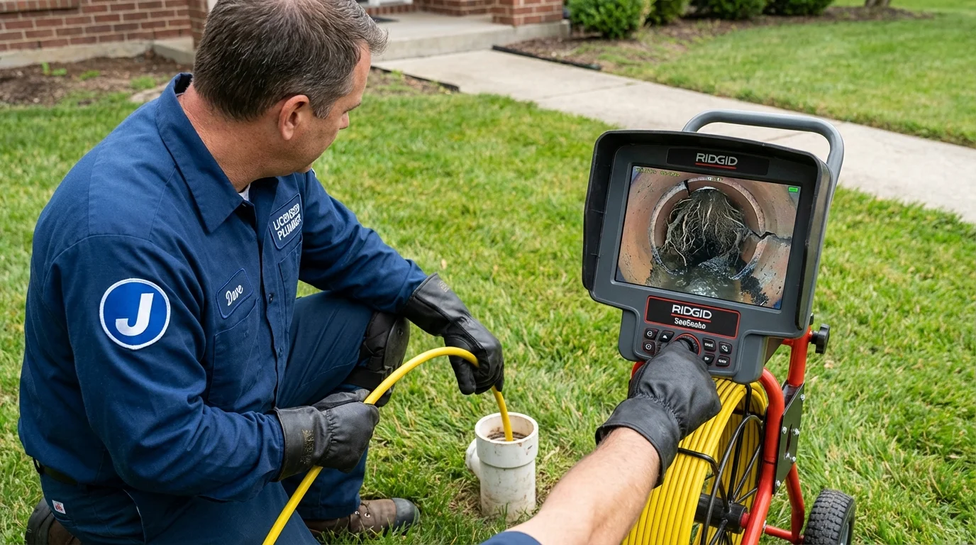 Sewer camera inspection being performed by Johns Plumbing LLC in Reserve