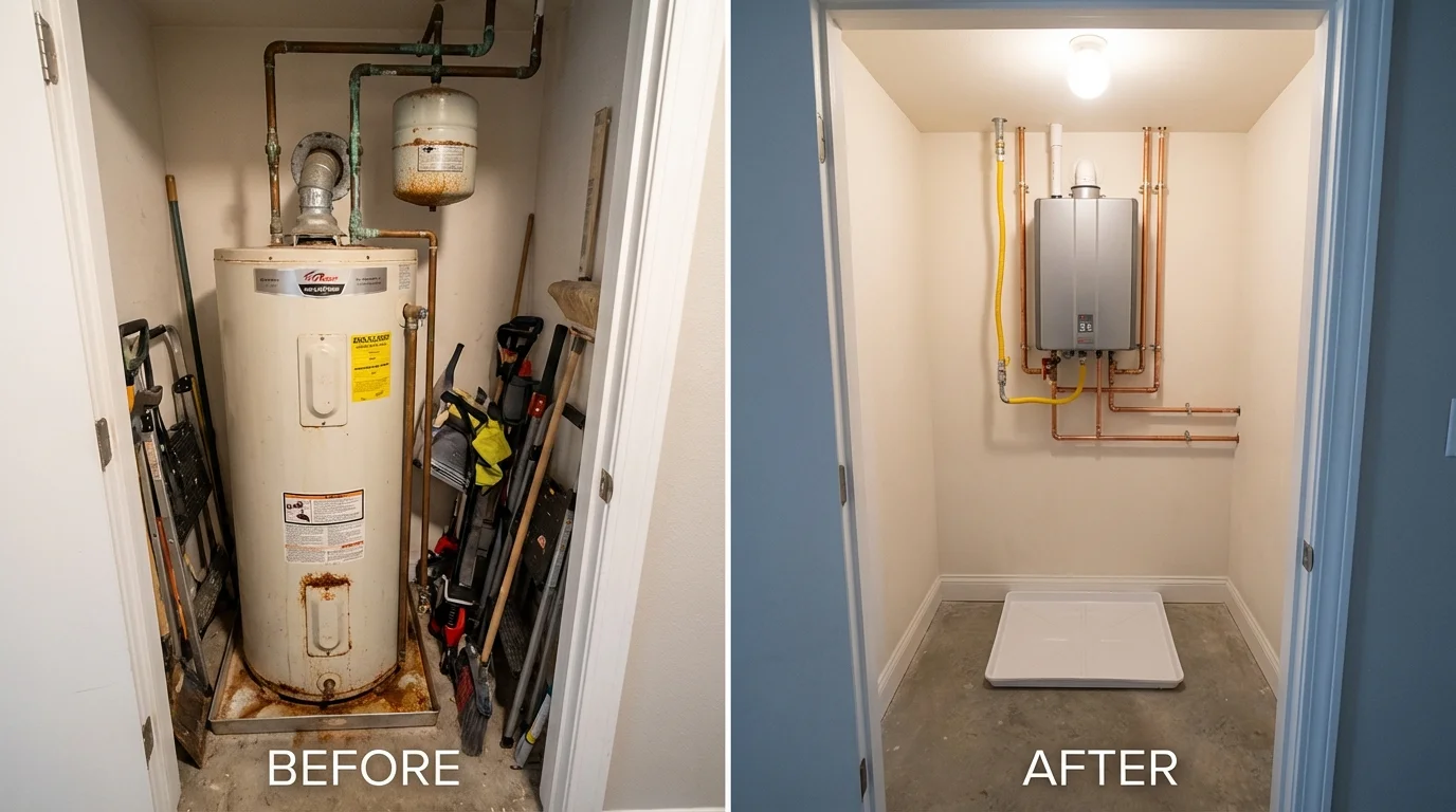 Tank water heater versus wall-mounted tankless unit comparison for Reserve, NM homeowners